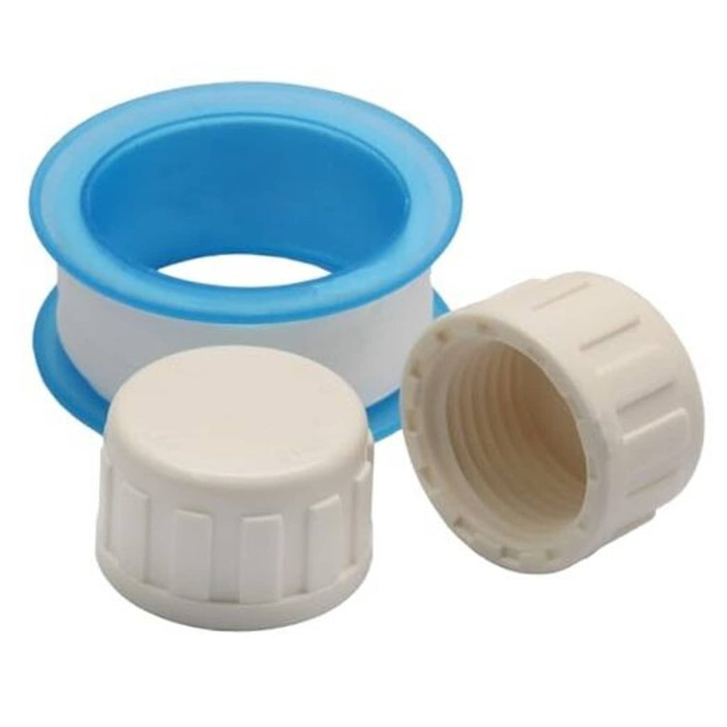 PVC 1/2-inch sprinkler pipe cap set, white end caps with blue guard ring