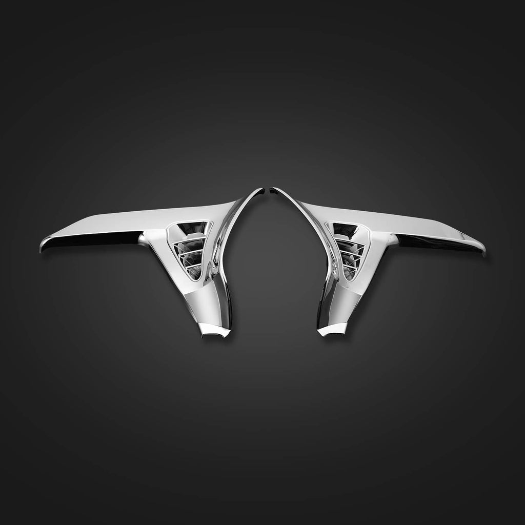 Pair of modified triangle fairing covers in chrome/silver with vented openings