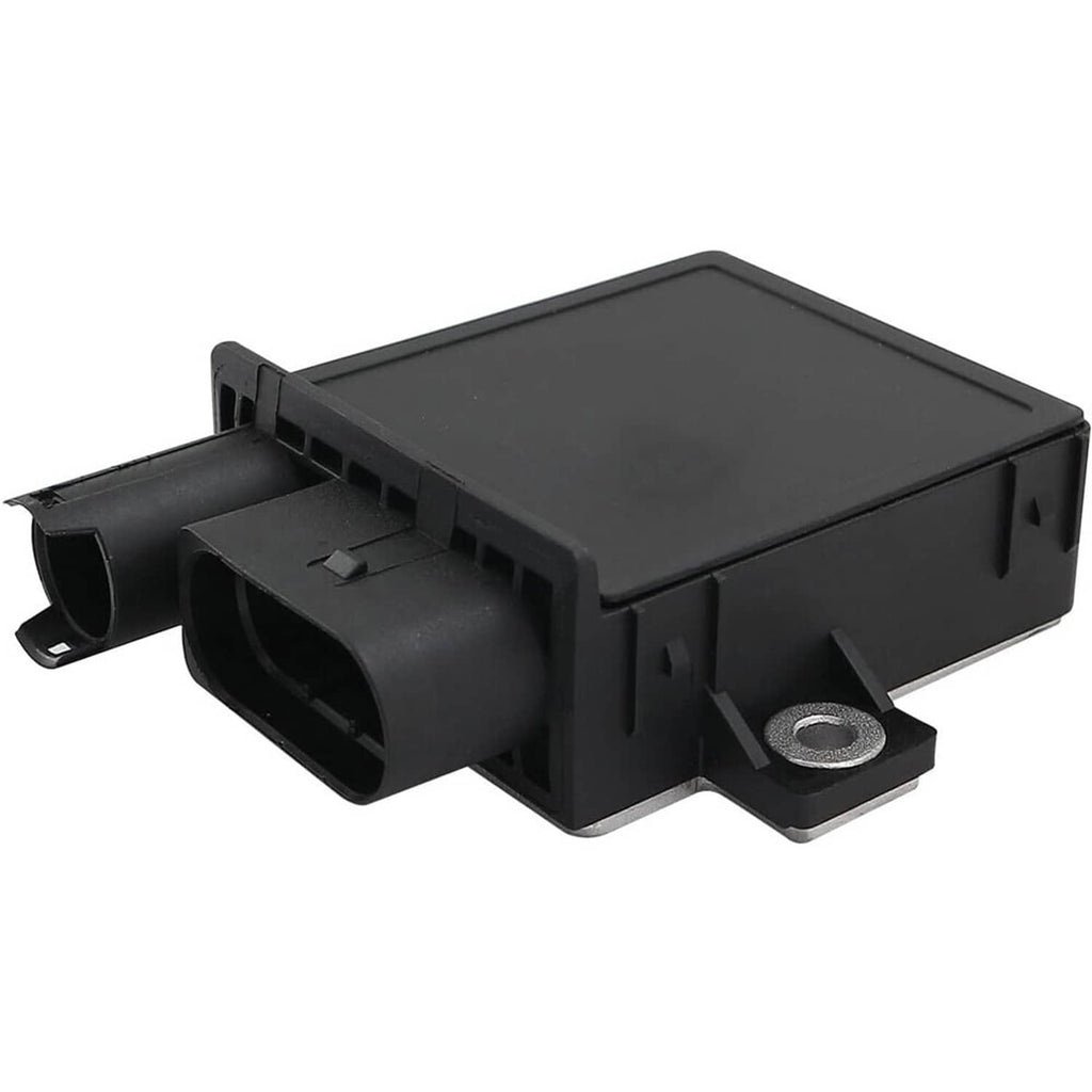 Glow plug control module with side-mounted connector and metal mounting screw