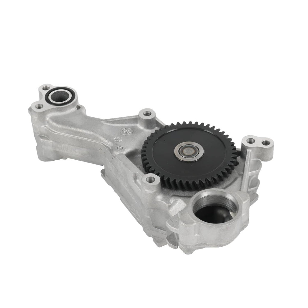 Engine oil pump assembly with black gear wheel and inlet port on lower housing