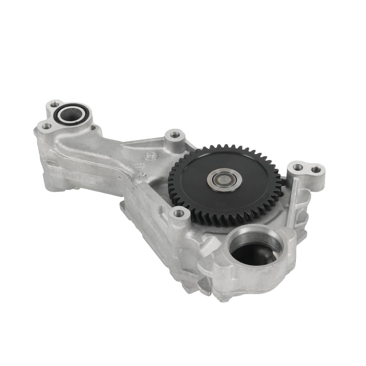 Engine oil pump assembly with black gear wheel and inlet port on lower housing