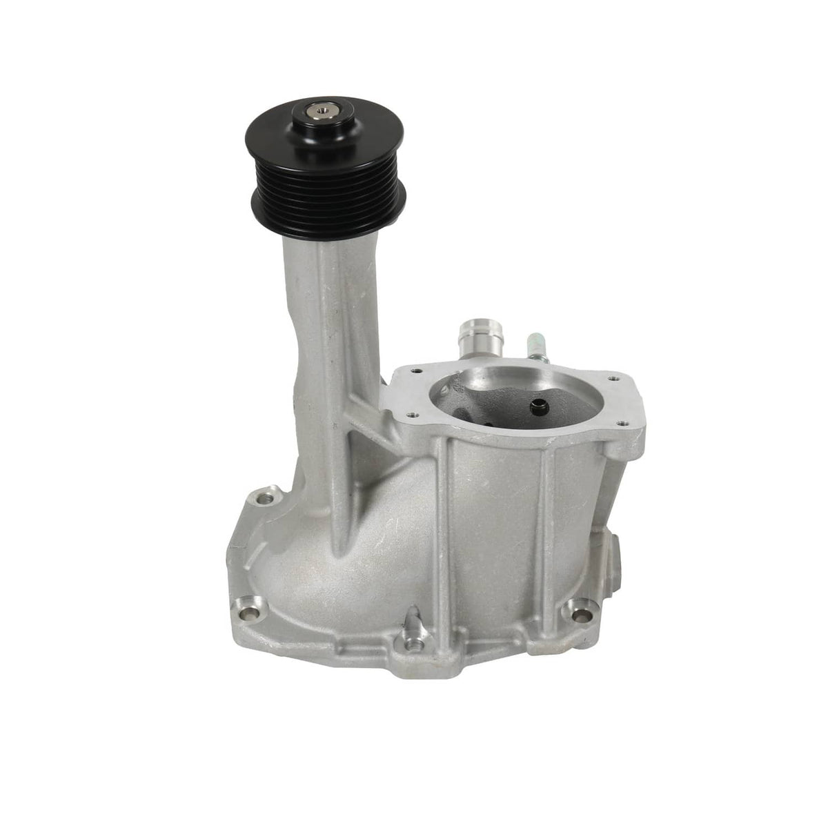 Supercharger snout metal assembly with black pulley and round intake bore