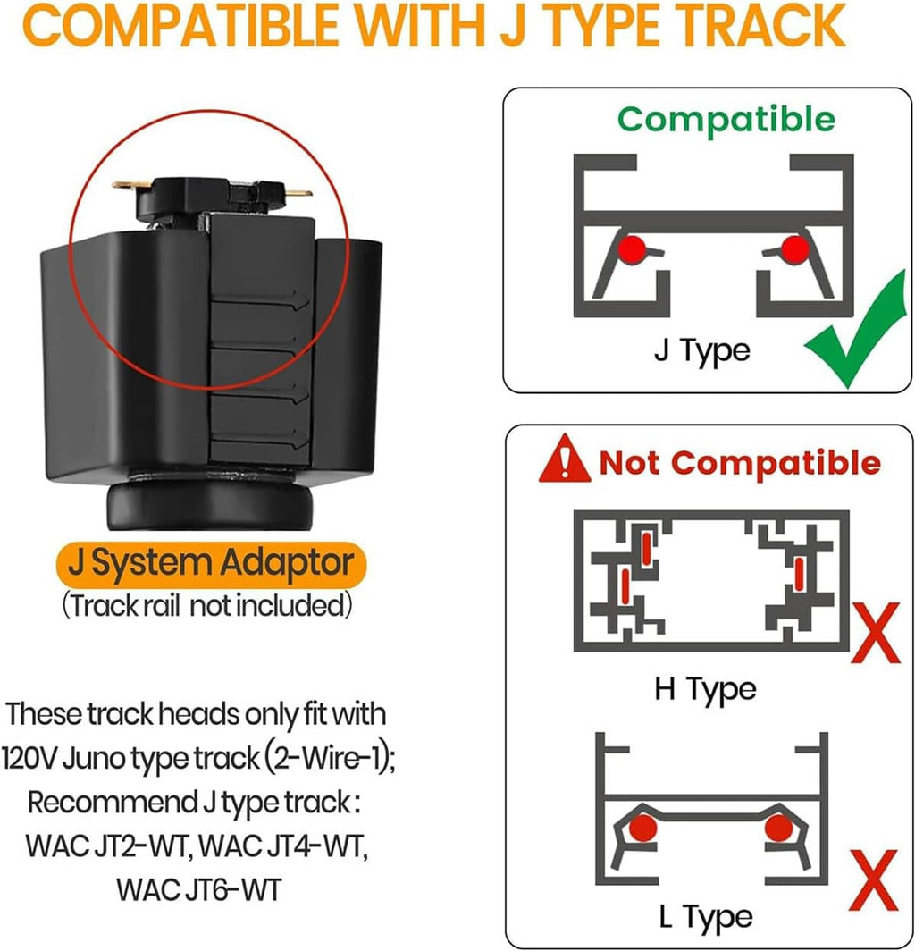 Black J-type track lighting system adaptor with mounting bracket and connector pins