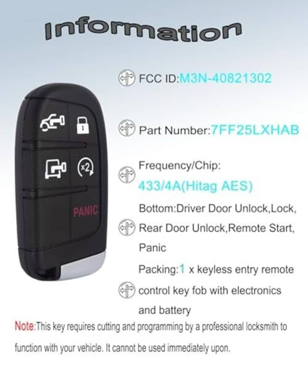 Black smart key fob showing unlock and panic buttons with remote start icon