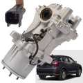 Rear axle differential carrier with coupling unit, silver metal housing with sensor wiring