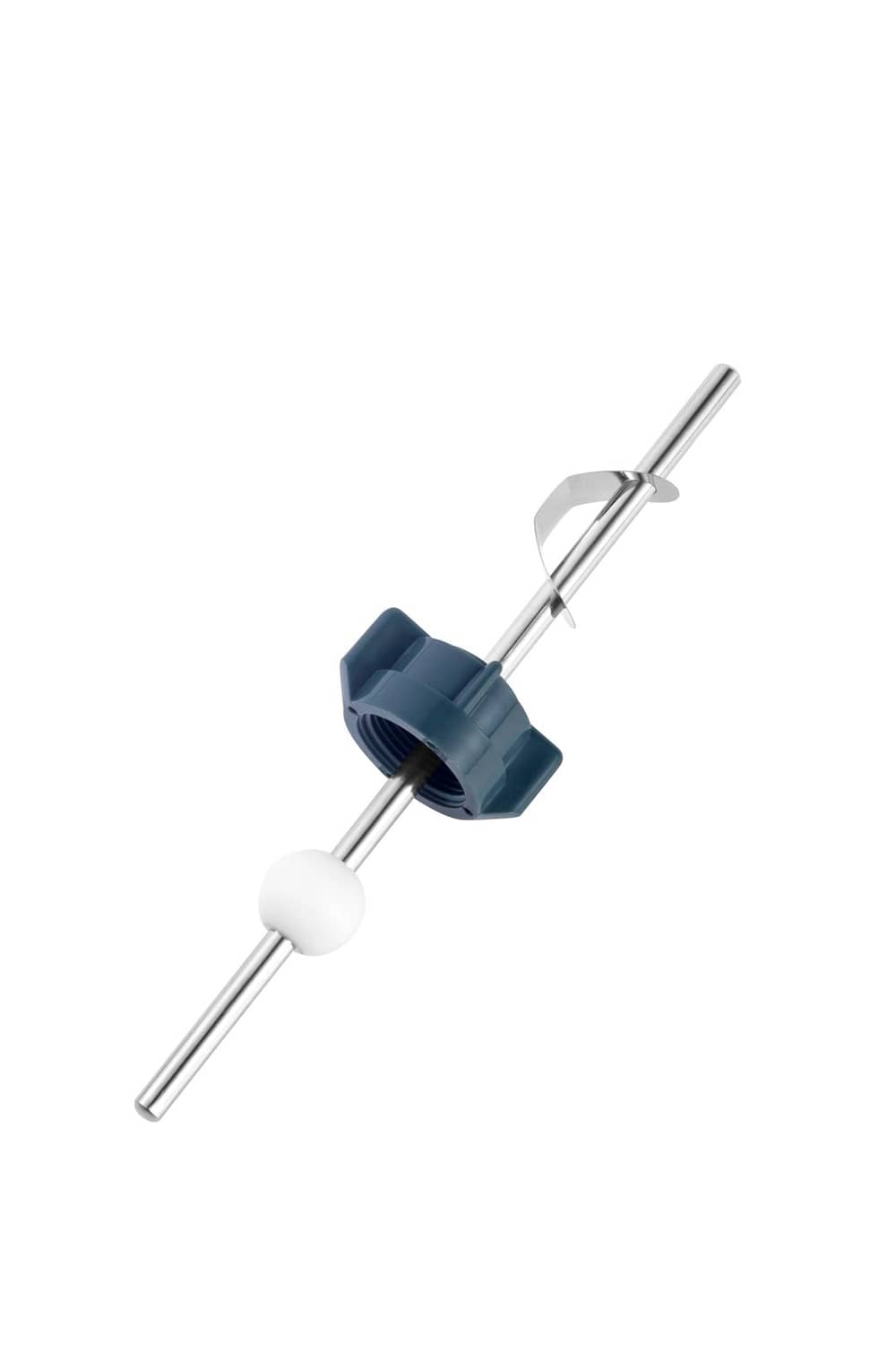 Silver pop-up linkage rod with blue housing and white ball end