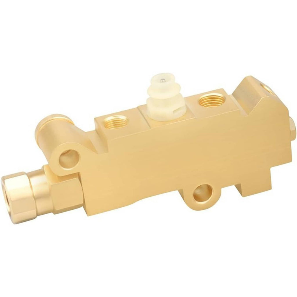 Brass PV2 proportioning valve with white plastic actuator and threaded outlets