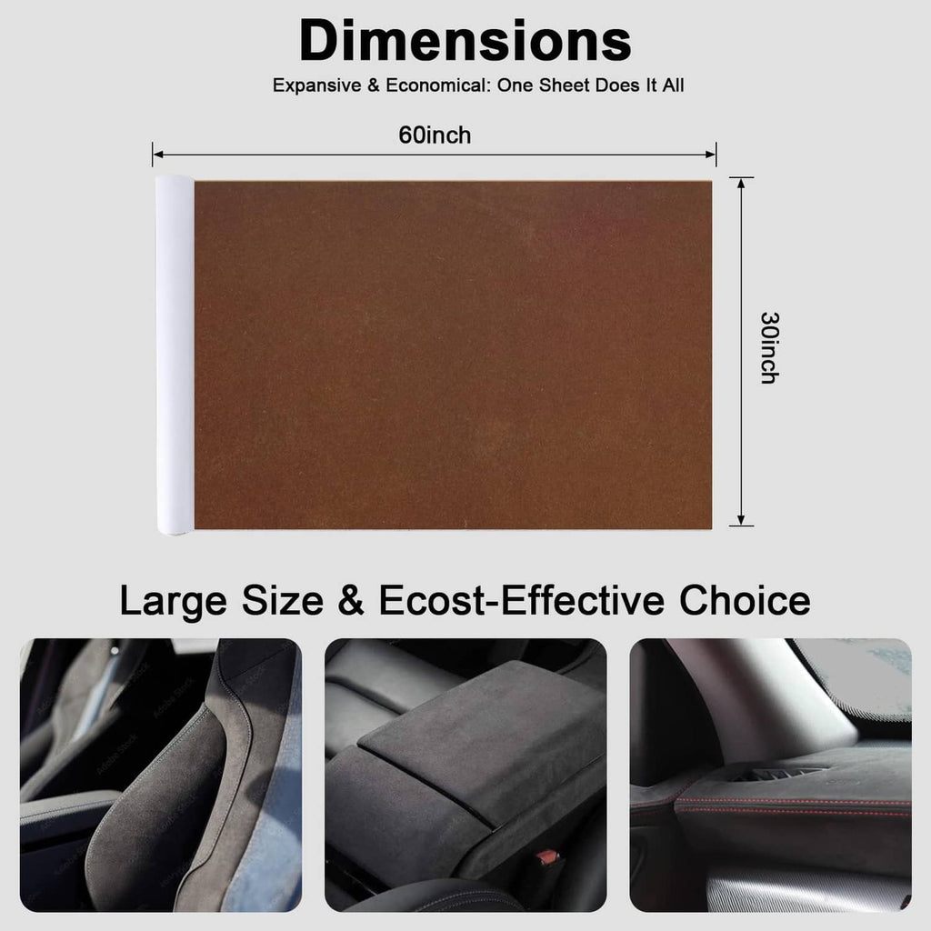 Dark brown suede-like fabric sheet, 30 x 60 inches dimensions