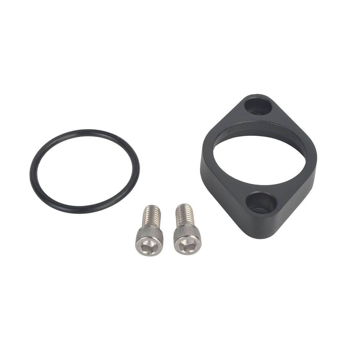 Black gasket O-ring, two bolts, and mounting plate for water neck housing
