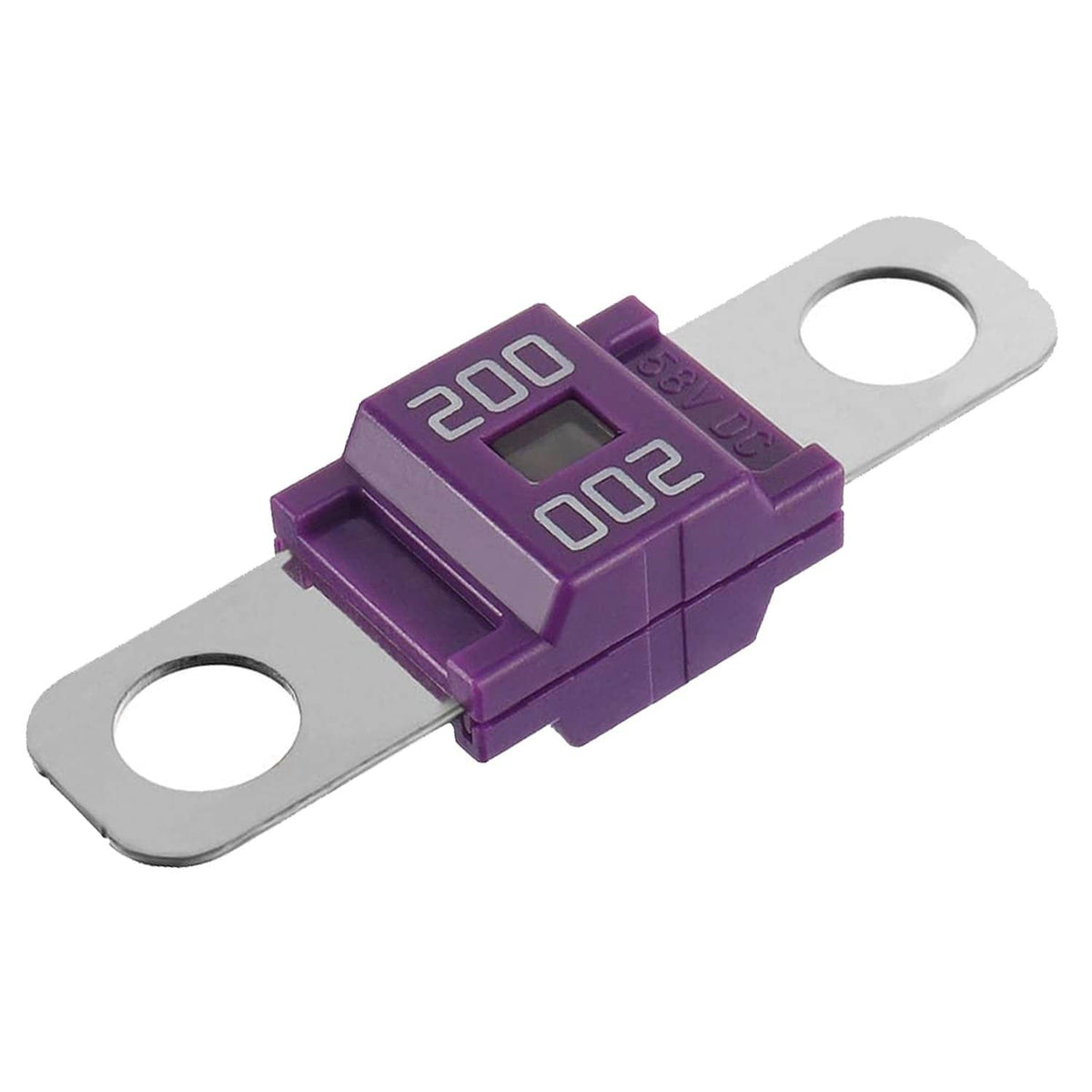 Purple AMI/Midi fuse holder with two mounting holes and windowed terminal block