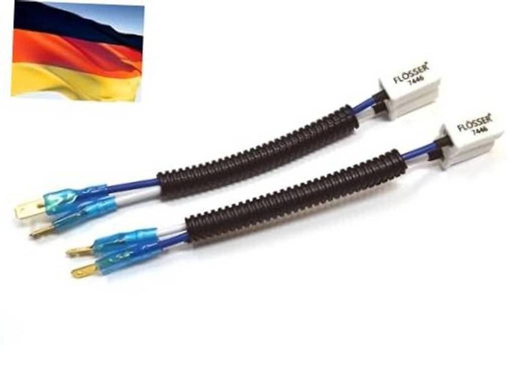 Wire harness pigtail socket, black corrugated sleeve, blue wires, white Flosser 7446