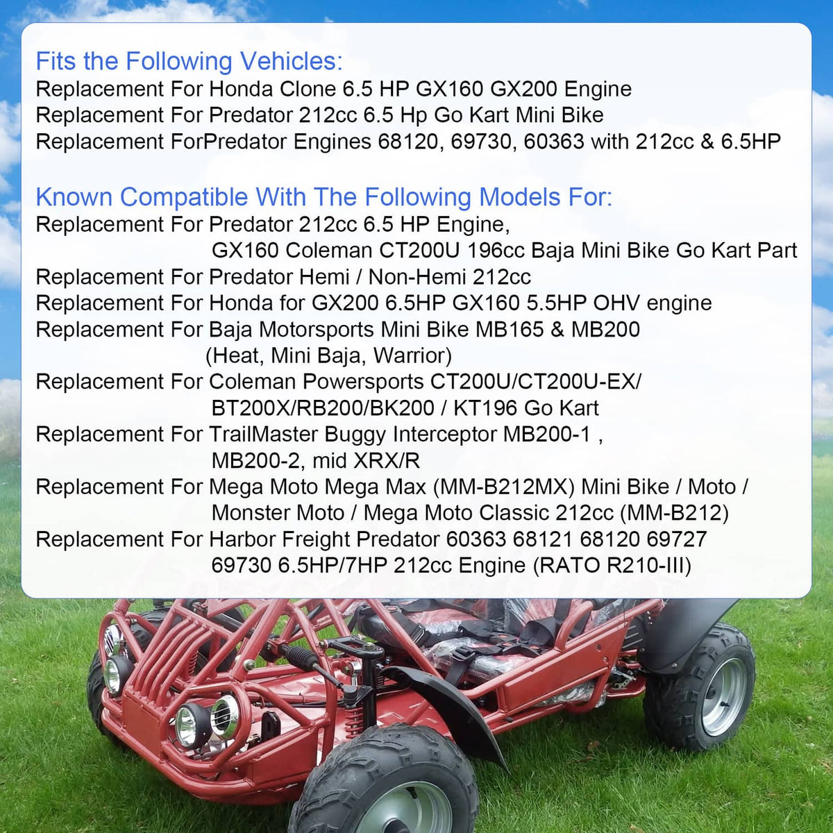 Carburetor air filter adapter kit installed on red mini off-road vehicle