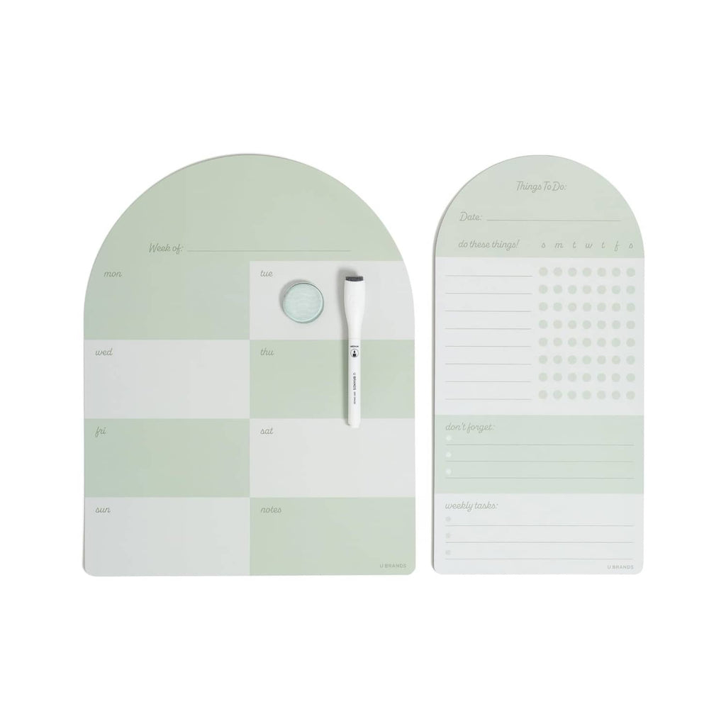 Sage green magnetic calendar planner with weekly planner and reminder checklist