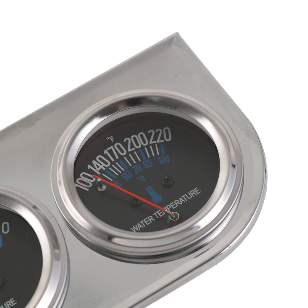 Chrome bezel water temperature gauge with black face and red needle
