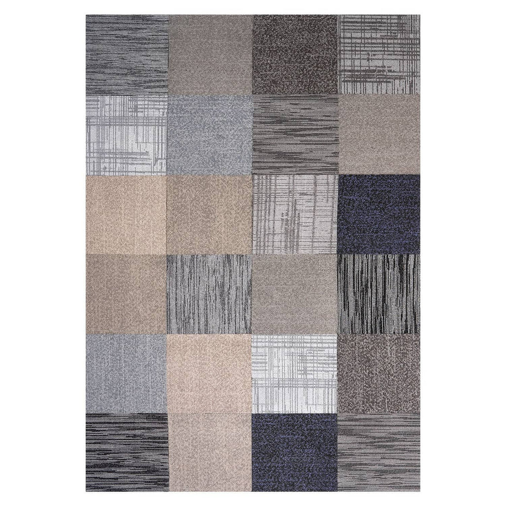 Multicolor patchwork carpet tiles with varied woven patterns