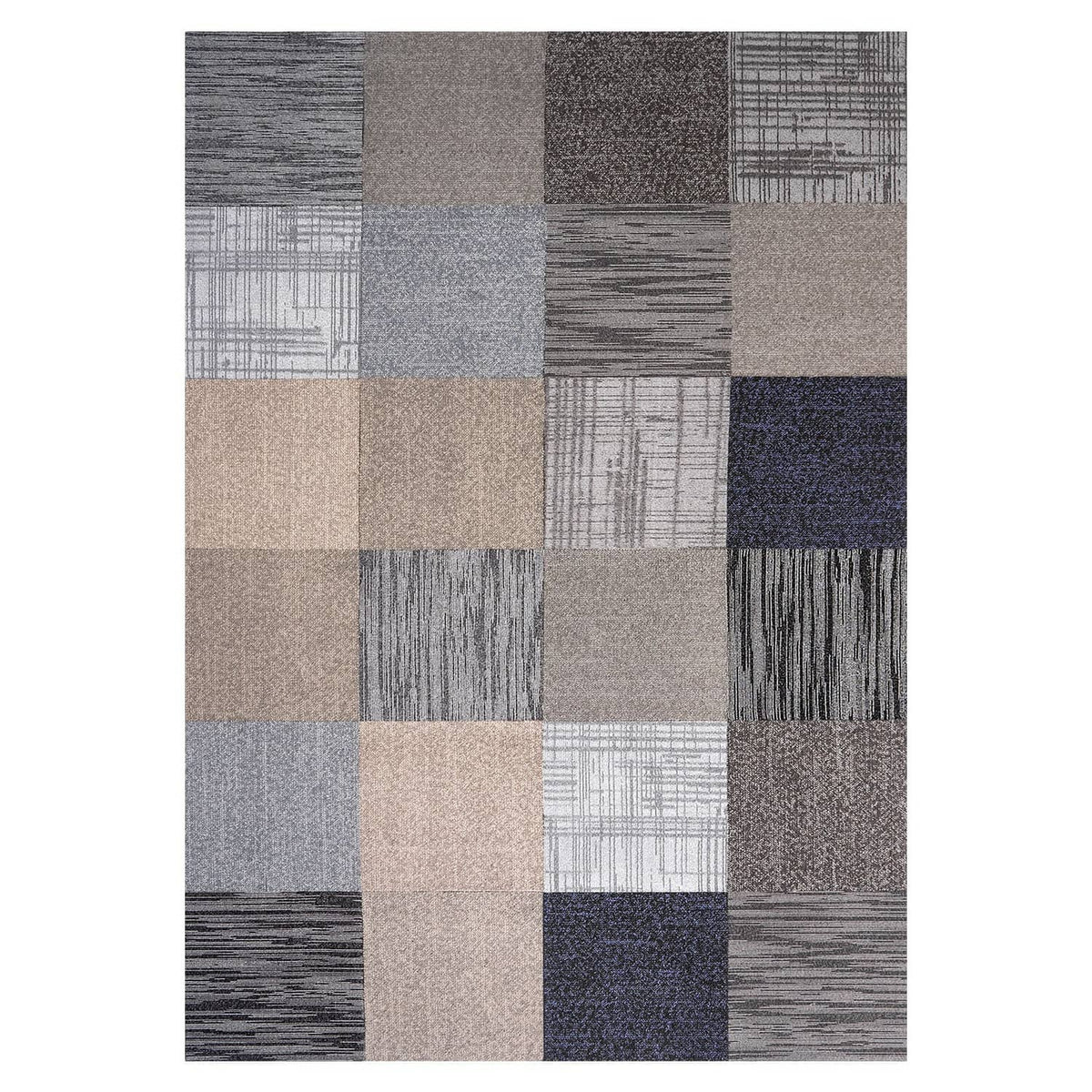 Multicolor patchwork carpet tiles with varied woven patterns
