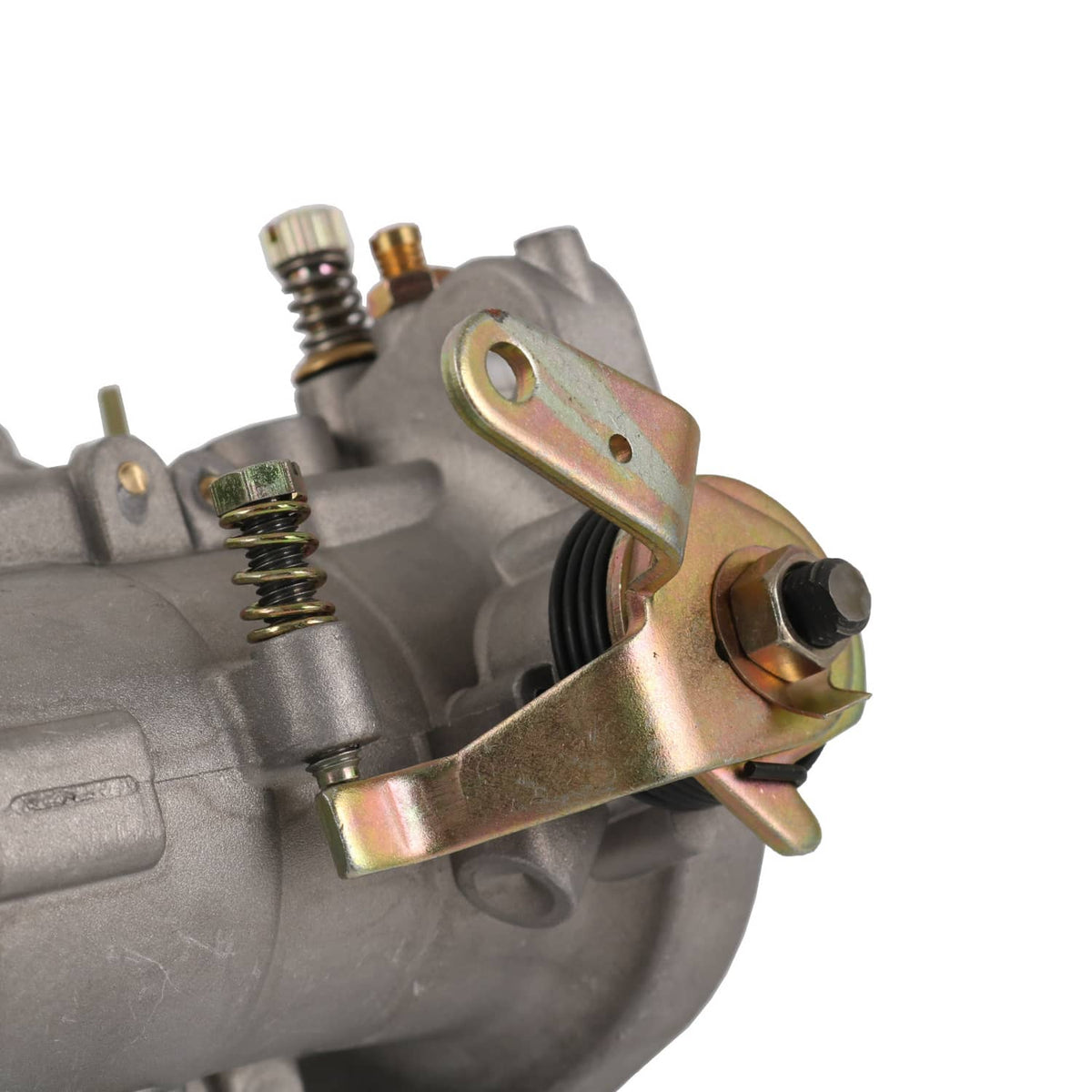 Carburetor carb kit assembly with metal housing, springs, and mounting hardware