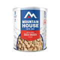 Mountain House freeze-dried diced chicken #10 can with front label and diced pieces