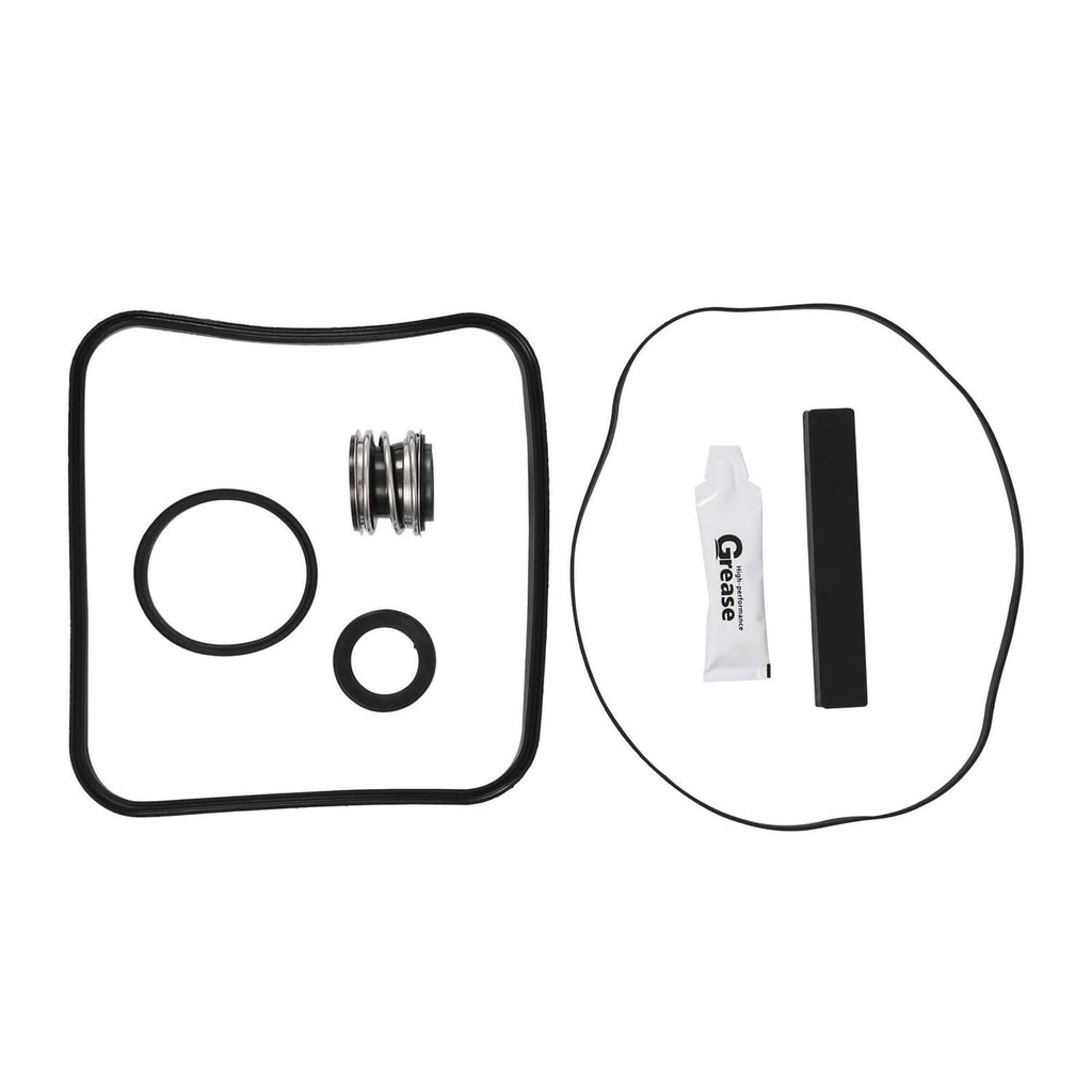 Pool pump seal kit with O-ring set, gasket, and grease strip