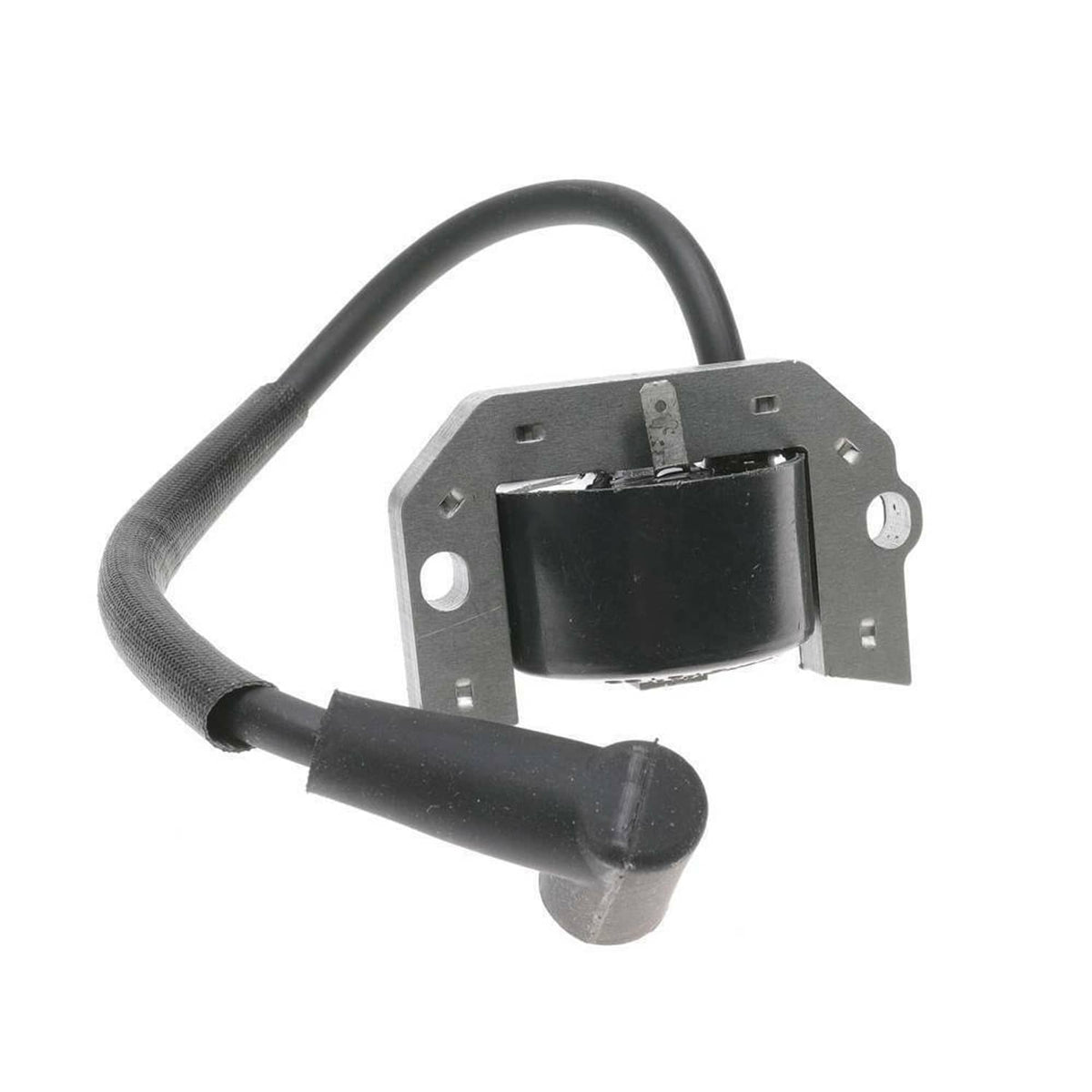 2-pack ignition coil module with black coil housing, gray metal base, and wire lead