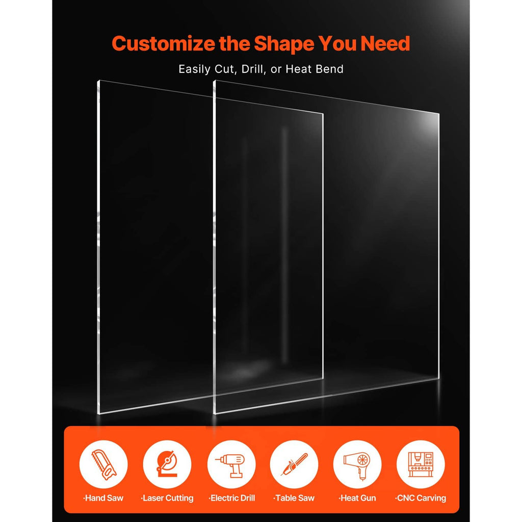 Transparent acrylic sheet set, tall rectangular panels stacked for display or DIY