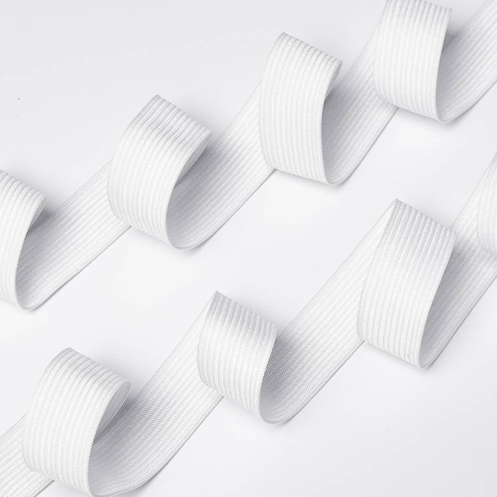 White 3/4 inch sewing elastic band folded into multiple loops