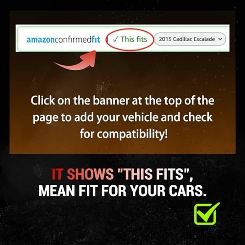 Brake pad fitment compatibility banner with checkmark icon
