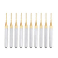 10-piece 1mm titanium-coated carbide end mill bits, gold fluted tips with silver shanks