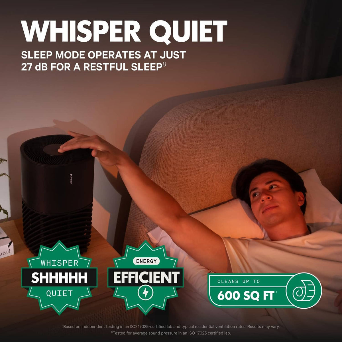 Black PuroAir 130i air purifier with hand adjusting the top control