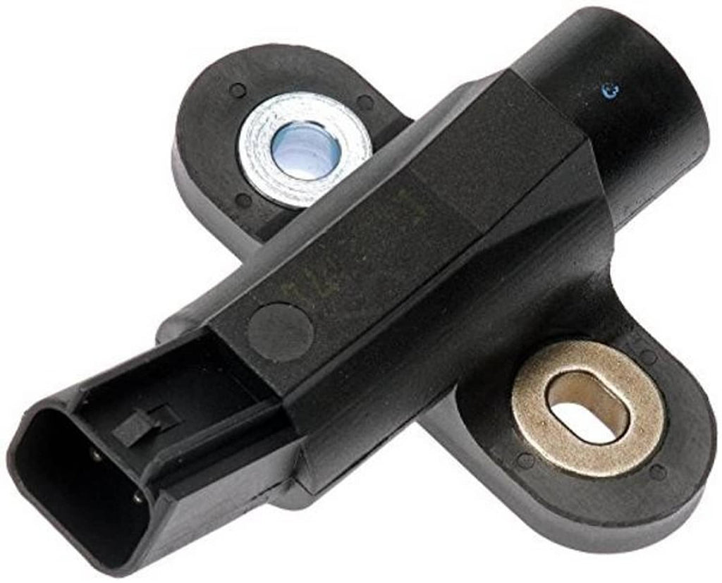 Engine crankshaft position sensor angled view, black housing with metal mounting ring