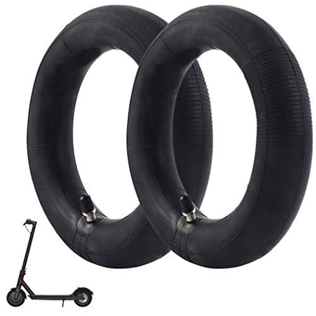8.5 x 2-inch inner tubes (2-pack), black rubber, two valve stems visible