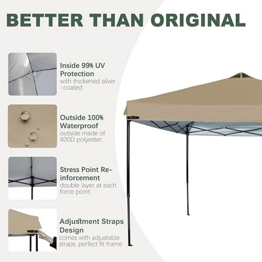 Khaki canopy top with reinforced joints and upgraded construction diagram