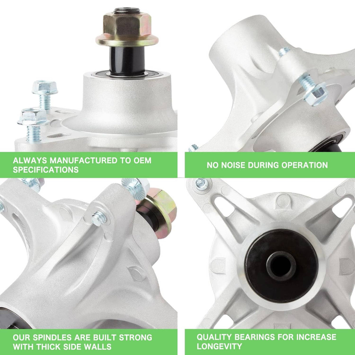 42-inch mower deck spindle assemblies with mounting bolts and black bearing core