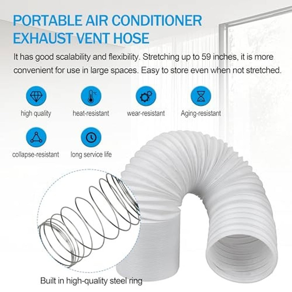 Portable air conditioner exhaust vent hose, white ribbed coil with 5.9 in end