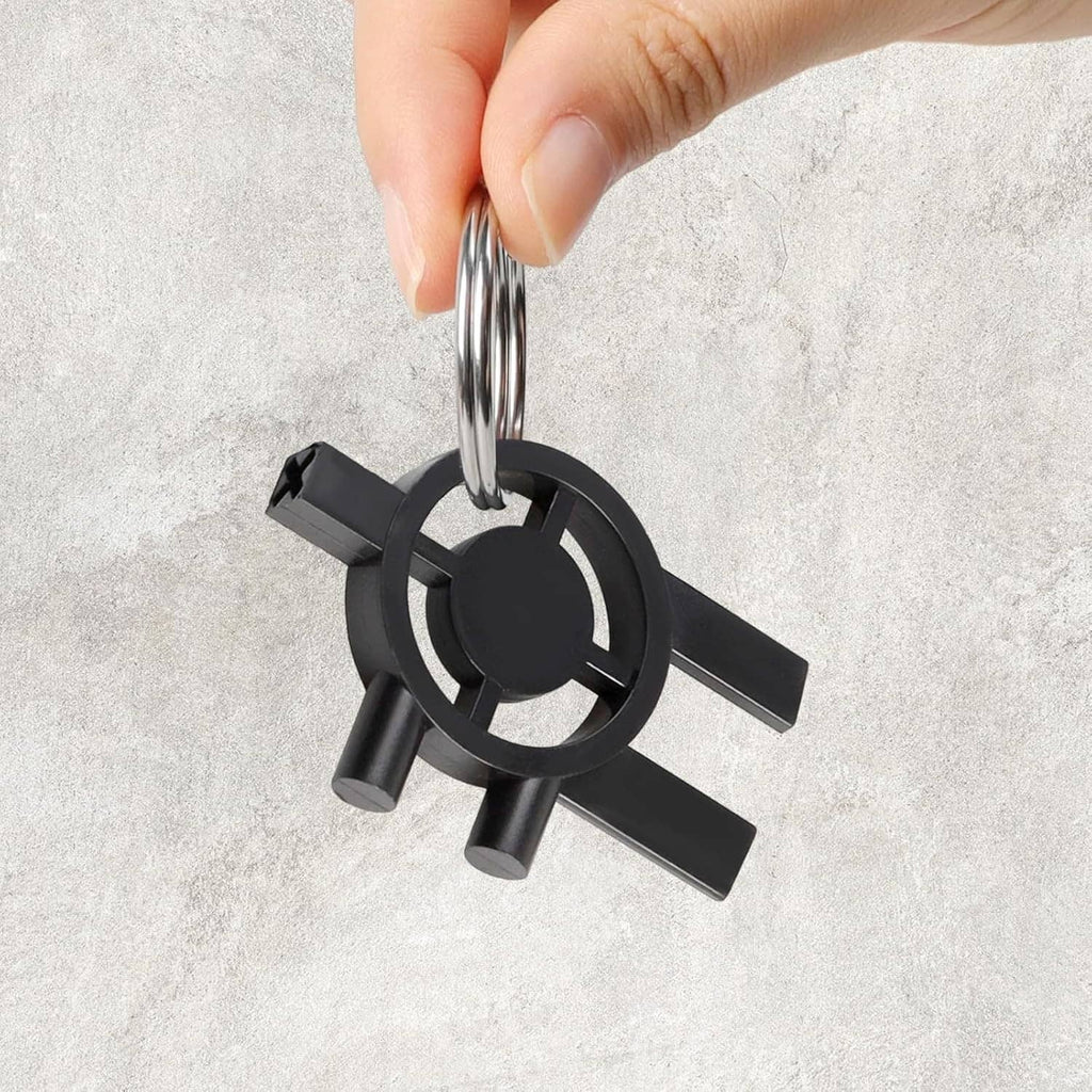 Toilet paper dispenser keys set, black plastic with 3 prongs