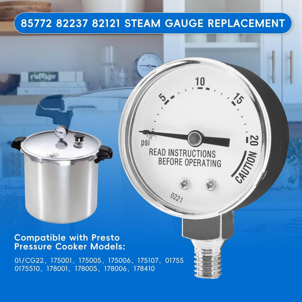 Pressure cooker gauge replacement shown mounted on a pressure cooker lid
