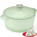 Verdant green enameled cast iron Dutch oven with lid and side handles