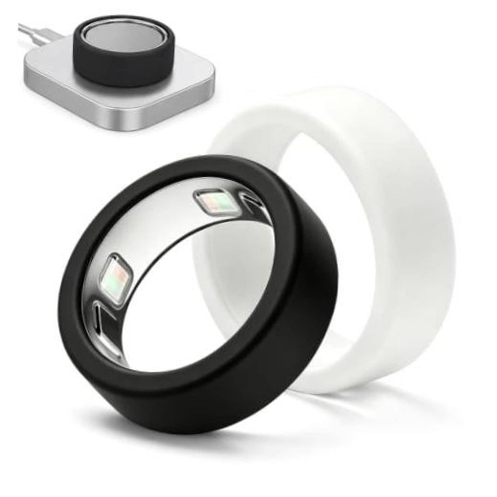 Black silicone ring cover with raised sensor window and open band