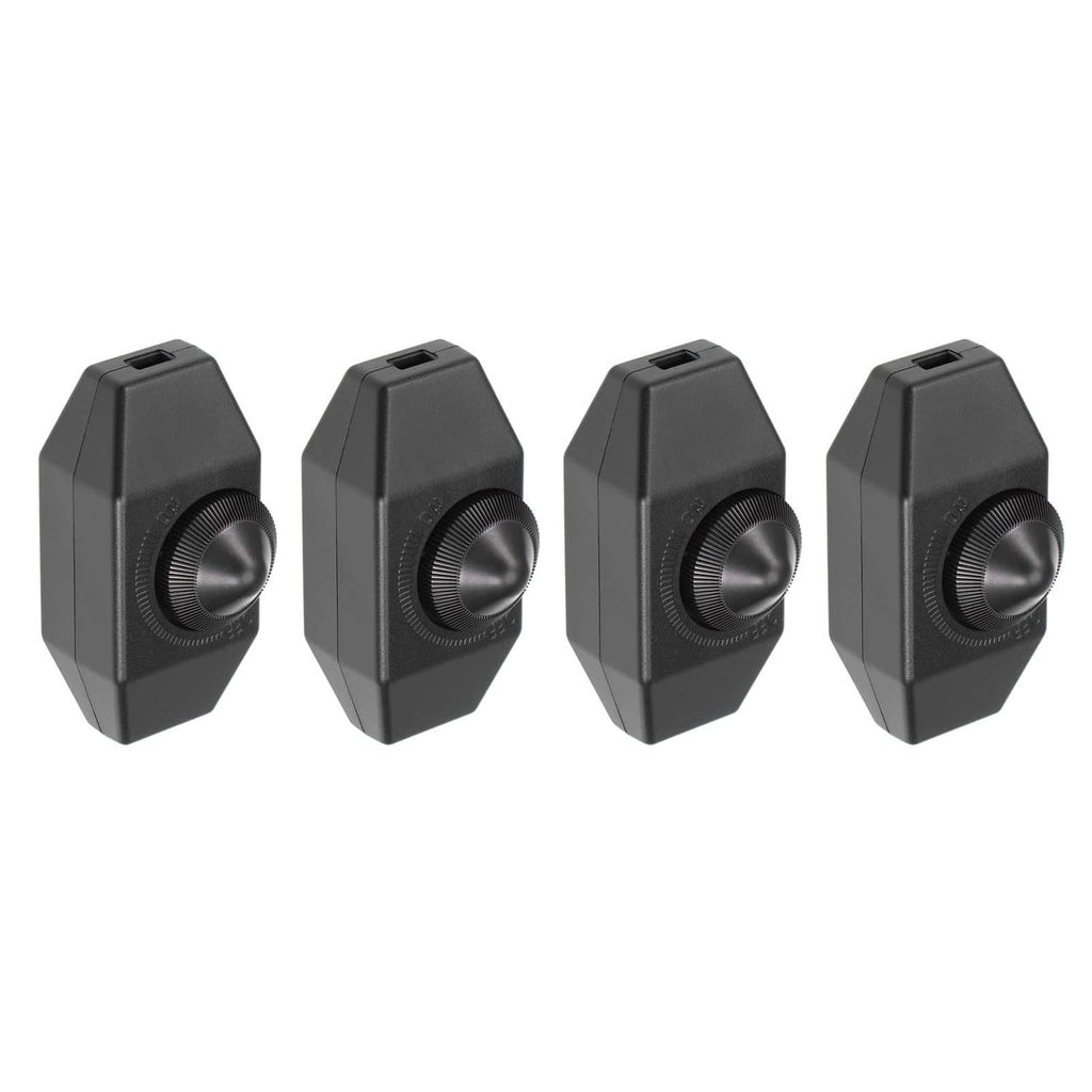 Inline rotary cord dimmer switch, black with textured control knob