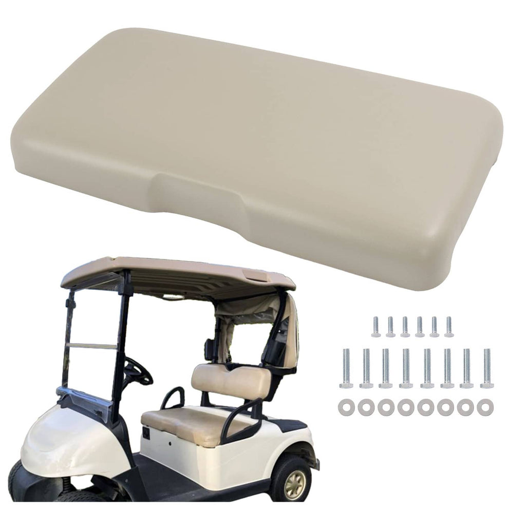 Light beige front seat bottom cushion with installation hardware for golf cart
