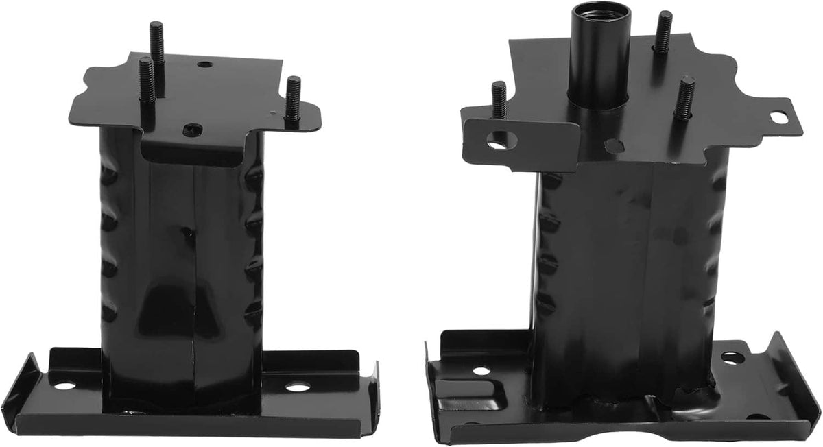 Black left and right bumper reinforcement brackets with raised tube post and bolt holes