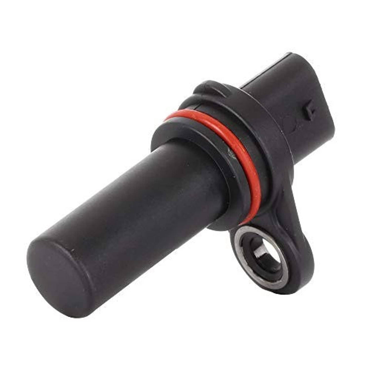 Crankshaft position sensor with black cable housing and red O-ring, side mounting loop