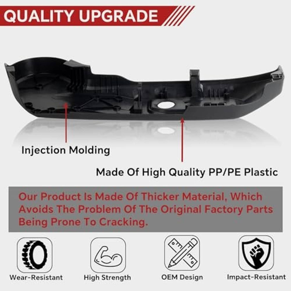 Black seat trim bezel cover panel with injection-molded plastic backing