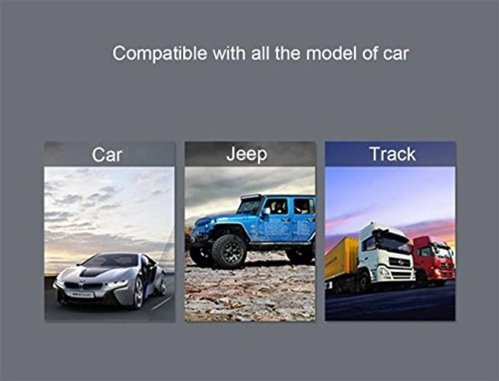 Vehicle compatibility panel showing car, Jeep, and truck image cards