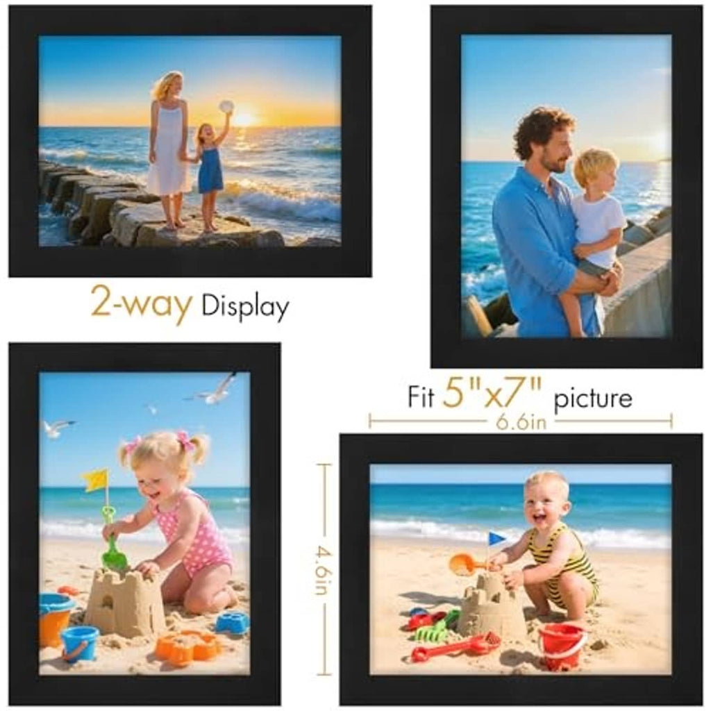 Black 5x7 picture frame showing portrait or landscape display orientation.
