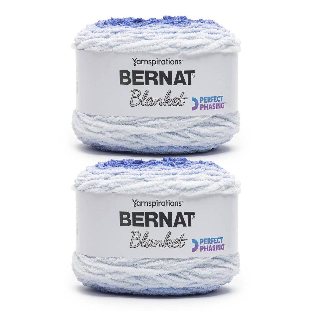 Bernat Blanket Perfect Phasing super bulky yarn cakes, light blue ombre, 2-pack