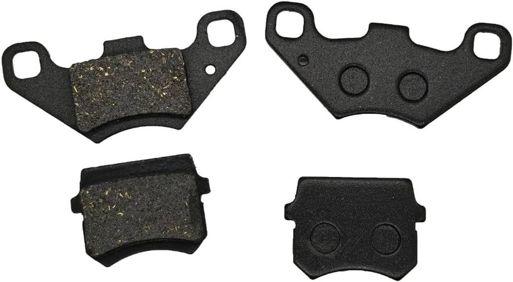 Front brake pads set with dark textured pad faces and matching mounting holes