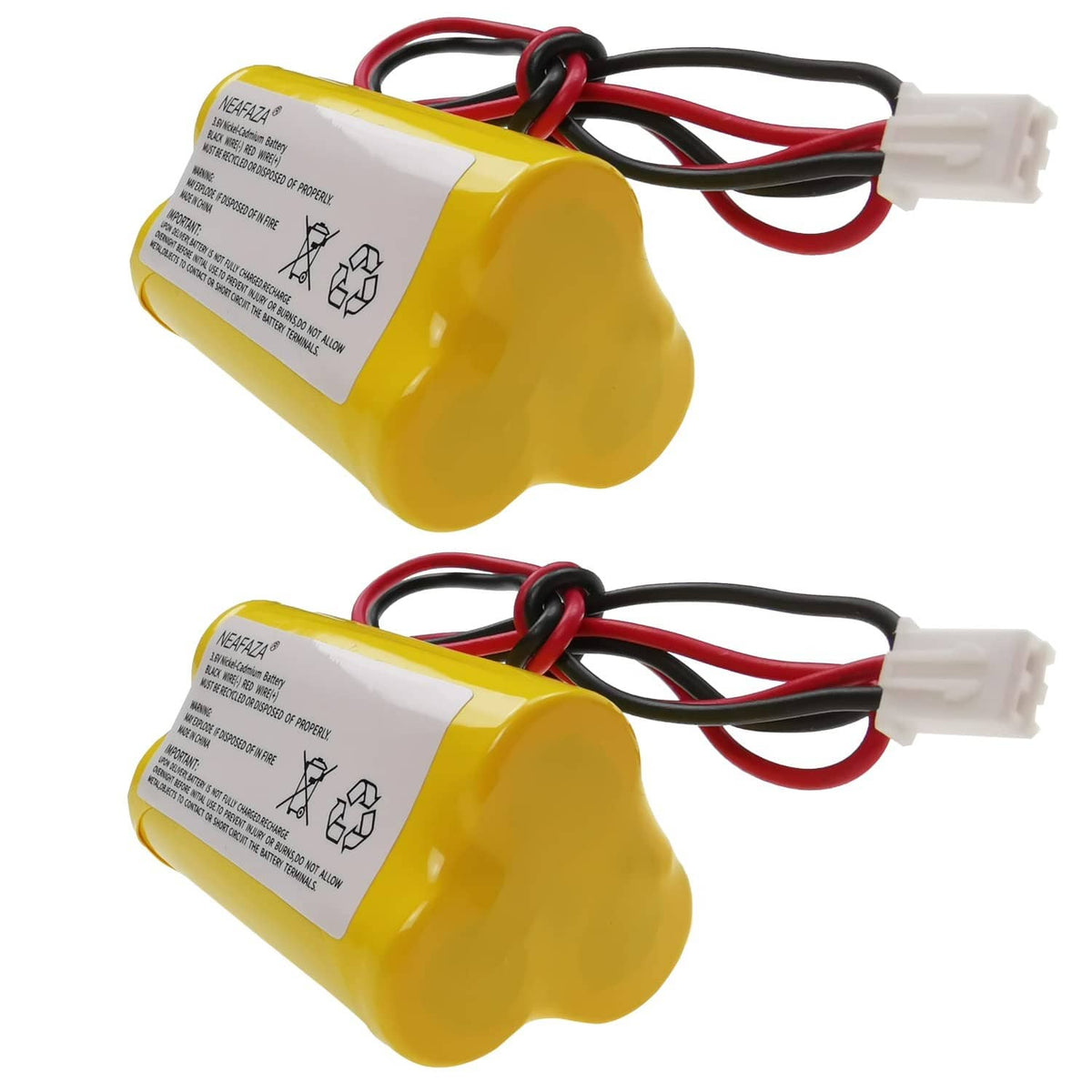 NEAFAZA yellow emergency battery pack with wiring and white plug connectors