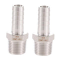Stainless steel hose barb to male NPT fitting with 1/2 in threads, polished finish