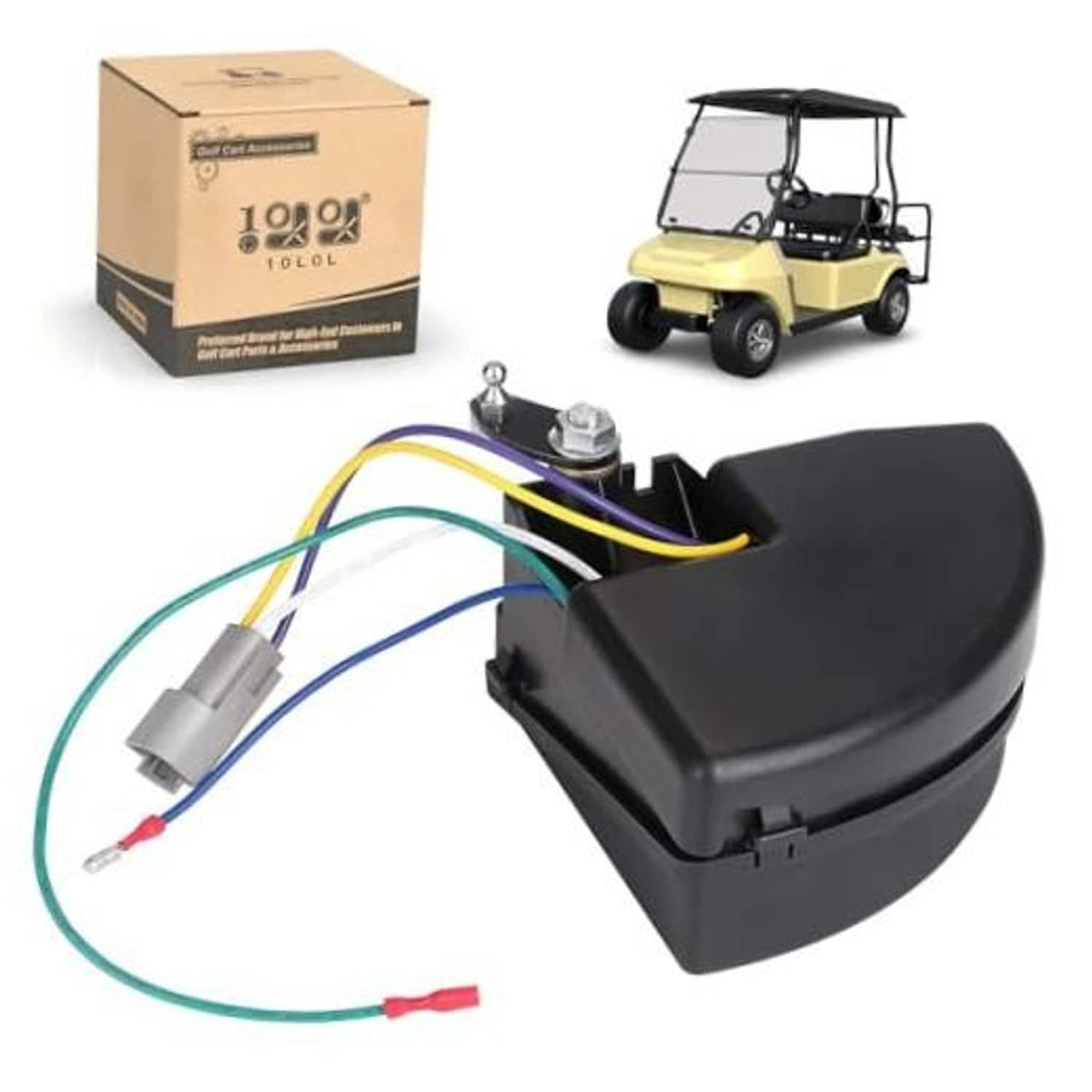 Black wiper switch assembly with colored wire harness and metal mounting terminal.